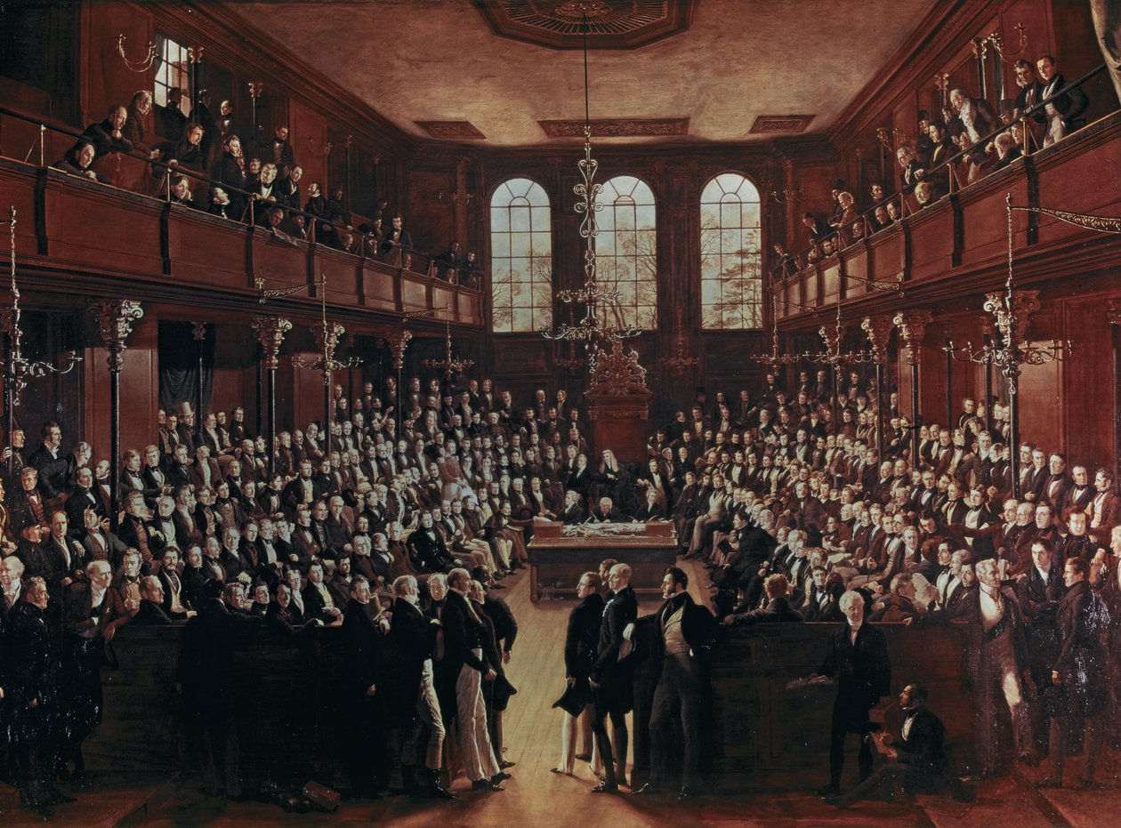 HOUSE OF COMMONS: Az első megreformált alsóház a címváltoztatás során... (olaj) alkotó: George Hayter