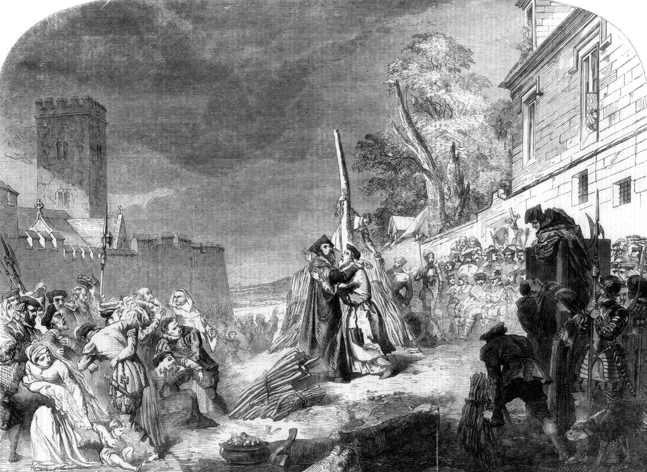 Ridley és Latimer mártíromsága, Oxford, 1856. alkotó: George Hayter