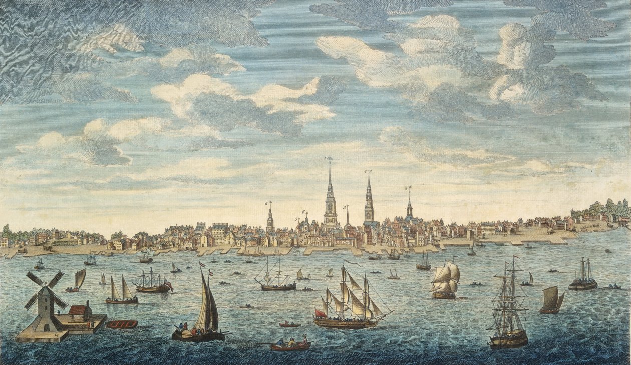 Kelet-távlati kilátás Philadelphia városáról, Pennsylvania tartományban, Észak-Amerikában: a Jersey Shore-ból, kocsmából készült. London, 1774 (kézzel színezett metszet) alkotó: George Heap