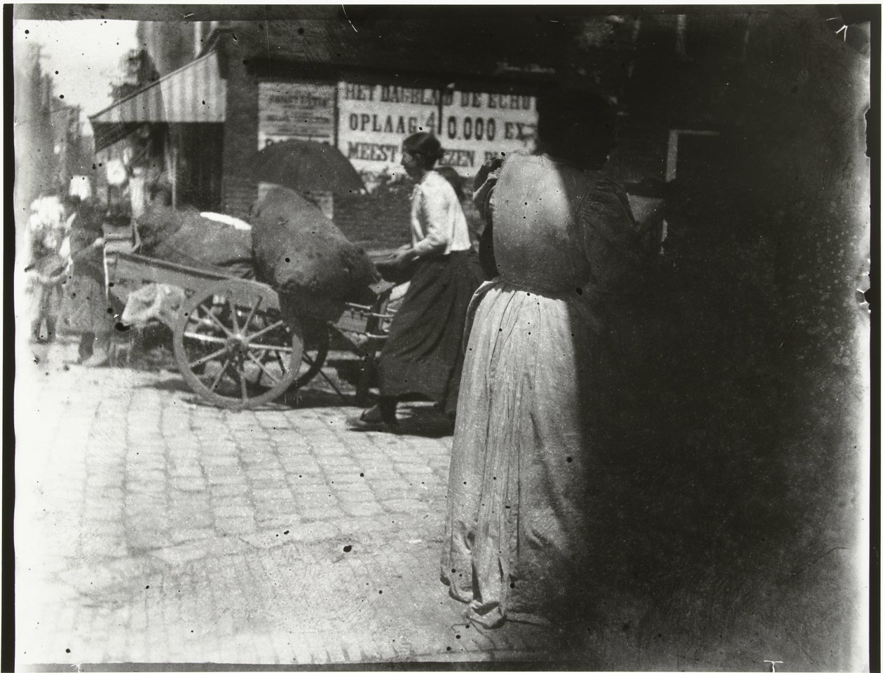 Tevékenységek a Houtkopersdwarsstraatban és a Jodenbreestraatban Amszterdamban alkotó: George Hendrik Breitner