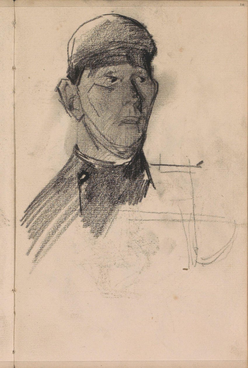 Fejfedőt viselő férfi mellszobra alkotó: George Hendrik Breitner