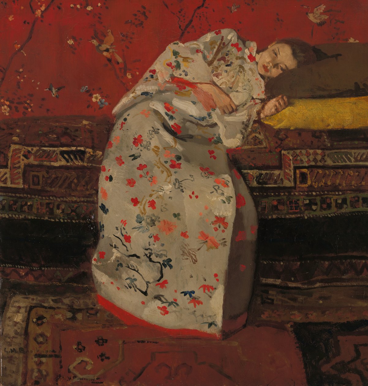 Holland: Meisje in witte kimono Lány fehér kimonóban alkotó: George Hendrik Breitner