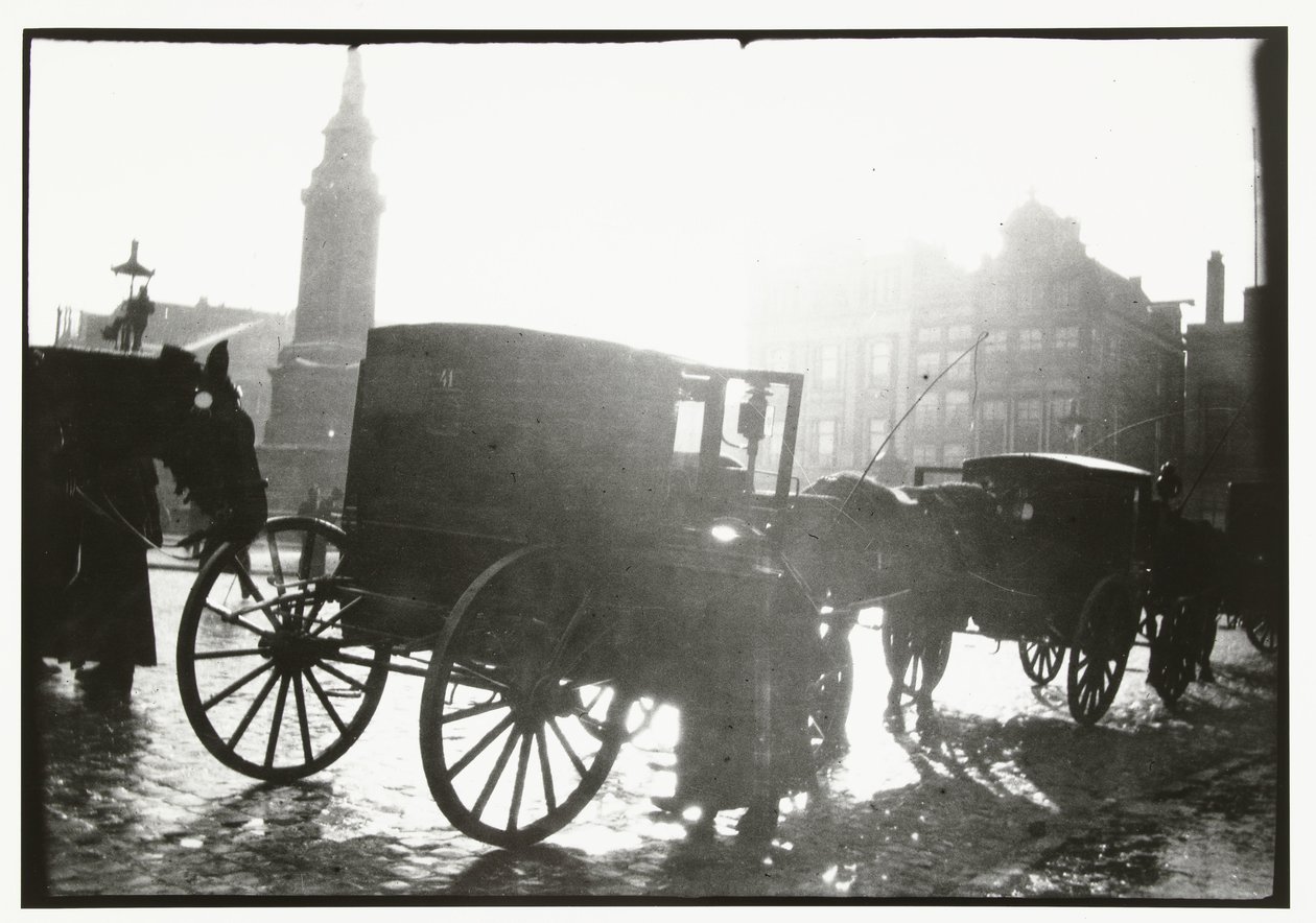 Kocsik a Dam téren Amszterdamban alkotó: George Hendrik Breitner