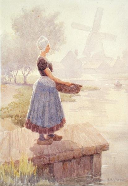 Holland Fishergirl (akvarell papíron) alkotó: George Henry Alan Brown
