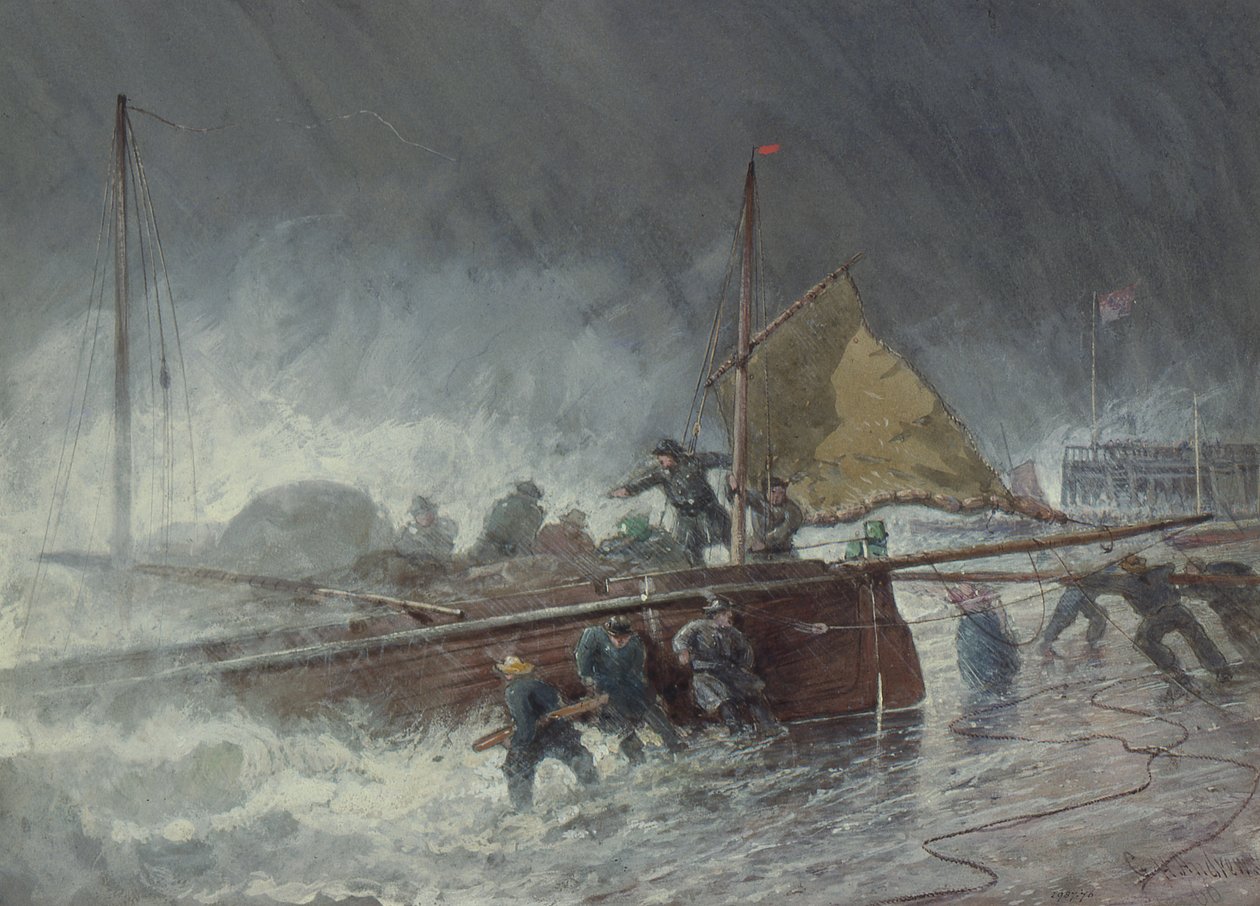 Deal Lugger, elhalasztja a viharban alkotó: George Henry Andrews