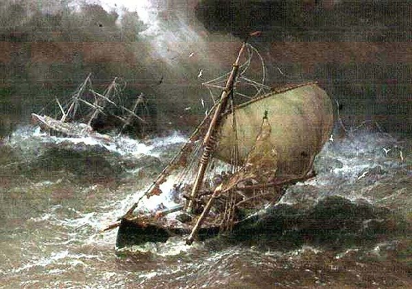 Vihar az Északi-tengeren a Smack & Barque-val alkotó: George Henry Andrews