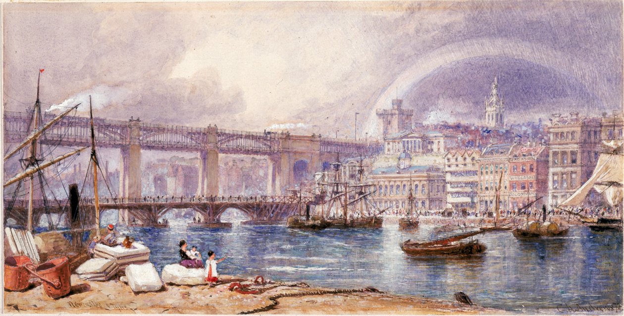 Newcastle upon Tyne látképe (testszín) alkotó: George Henry Andrews