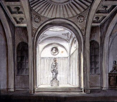 Egy szobrászati galéria belseje (akvarell ceruzával papíron) alkotó: George Henry Bailey