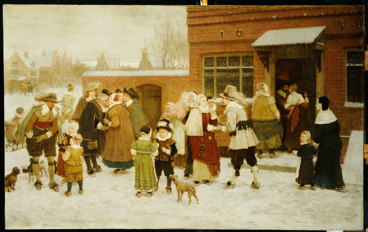 Újév napja, Új Amszterdam, 1876 alkotó: George Henry Boughton
