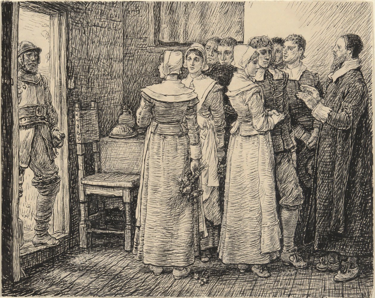 A puritán esküvő megszakadt alkotó: George Henry Boughton