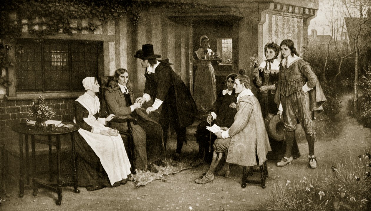 Milton és Andrew Marvell találkozása, illusztráció a "Hutchinson