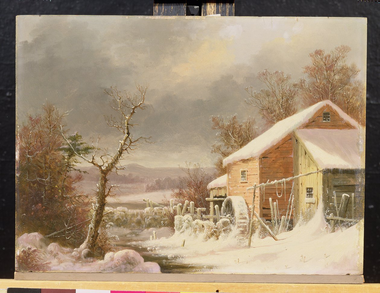 Régi malom télen, 1861 (olaj, falemez) alkotó: George Henry Durrie