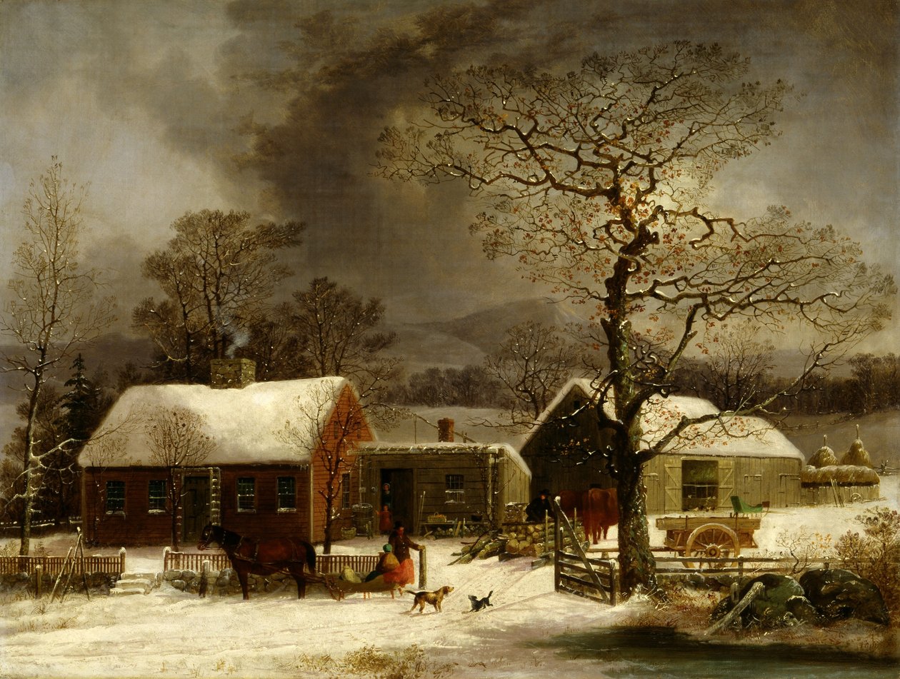 Téli jelenet New Havenben, Connecticut államban alkotó: George Henry Durrie