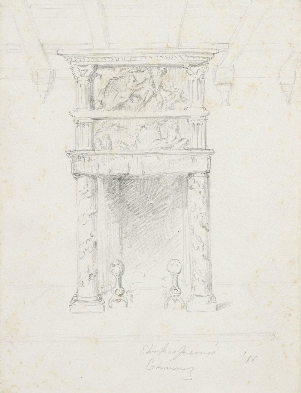Shakespeares kéménye, 1866 (grafit, krémszínű vászonpapír) alkotó: George Henry Hall