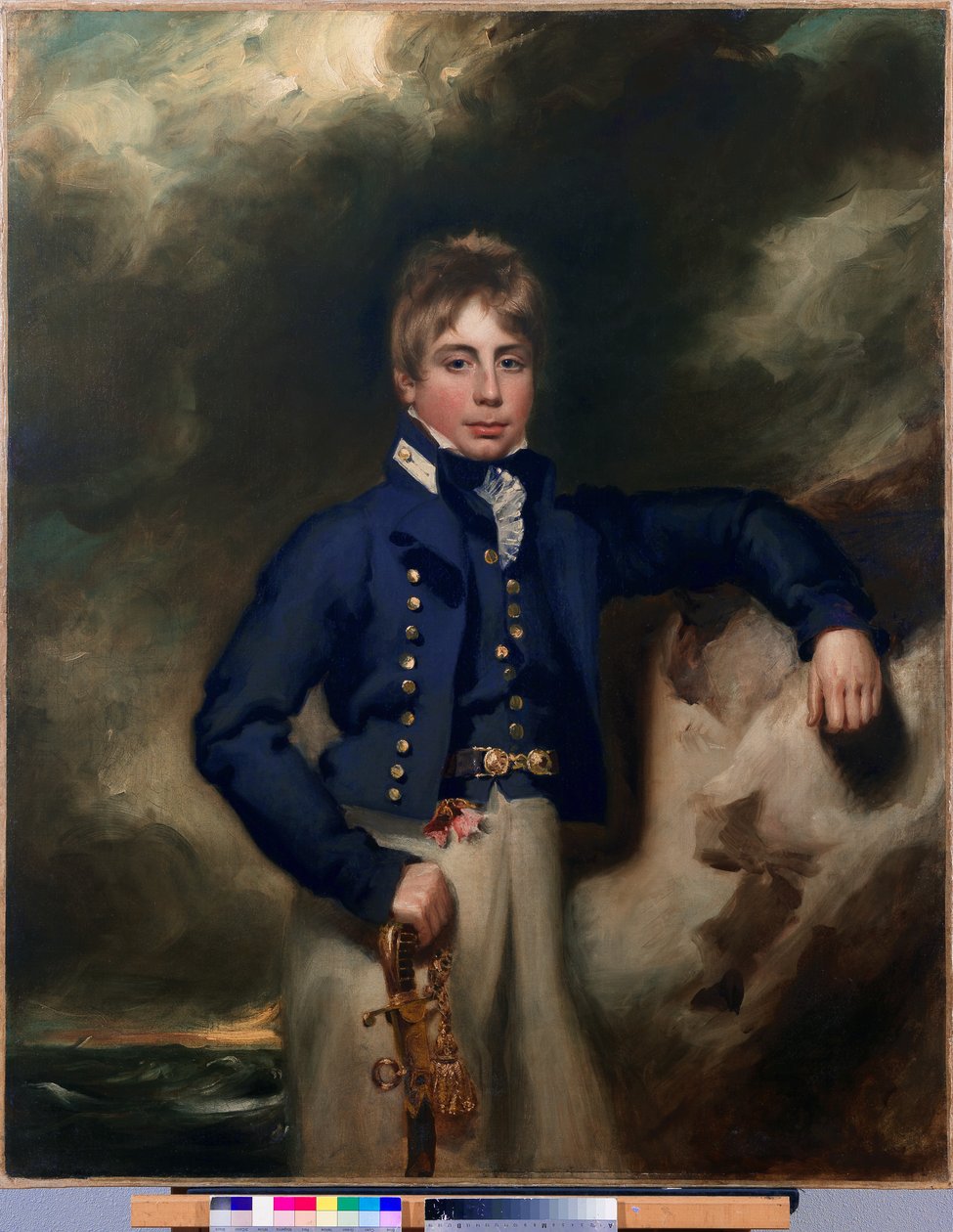 John Windham Dalling RN háromnegyed hosszú portréja középhajósként alkotó: George Henry Harlow