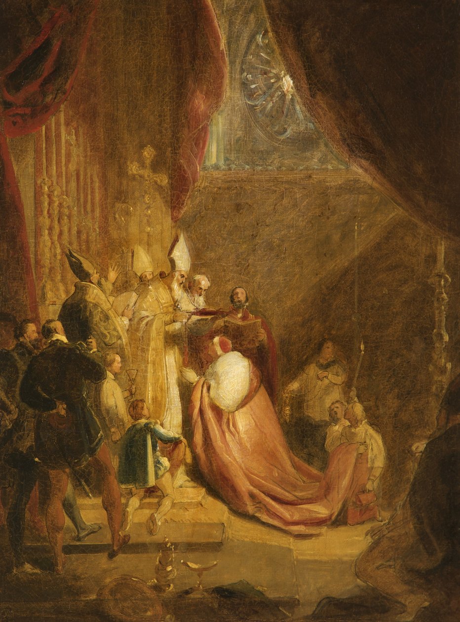 Wolsey átveszi a Cardinals kalapját a Westminster Abbeyben alkotó: George Henry Harlow