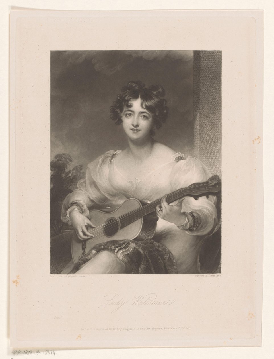 Elizabeth Black portréja Lady Wallscourt (cím a tárgyon) alkotó: George Henry Phillips