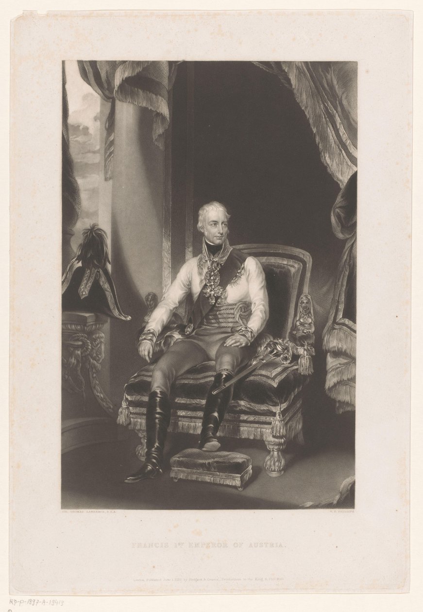 II. Ferenc Josef Karel római-német császár portréja Ferenc 1. osztrák császár (cím a tárgyon) alkotó: George Henry Phillips