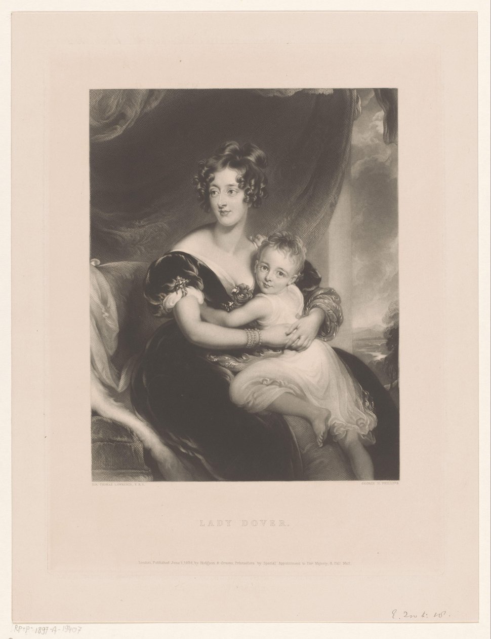 Portré van Georgiana Agar-Ellis Lady Dover (cím a tárgyon) alkotó: George Henry Phillips