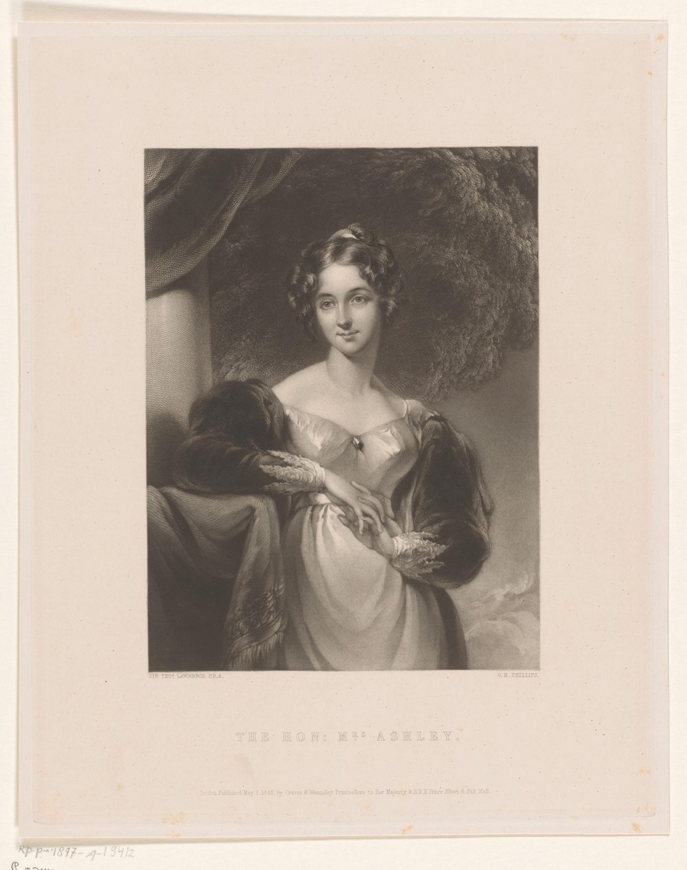 Maria Anne Ashley portréja A Hon. Mrs. Ashley (cím a tárgyon) alkotó: George Henry Phillips