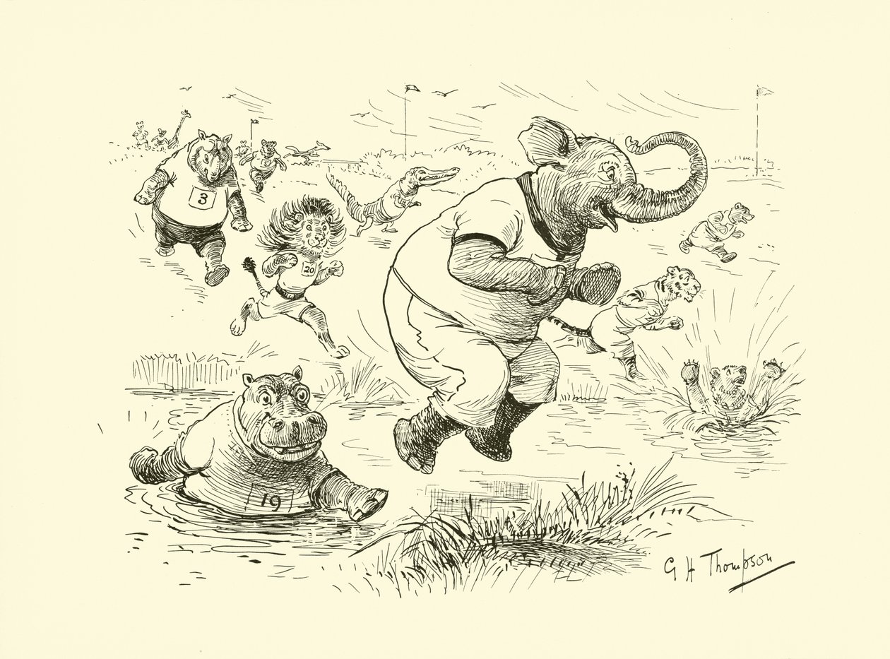 Állatok az olimpiai játékokon (litográfia) alkotó: George Henry Thompson