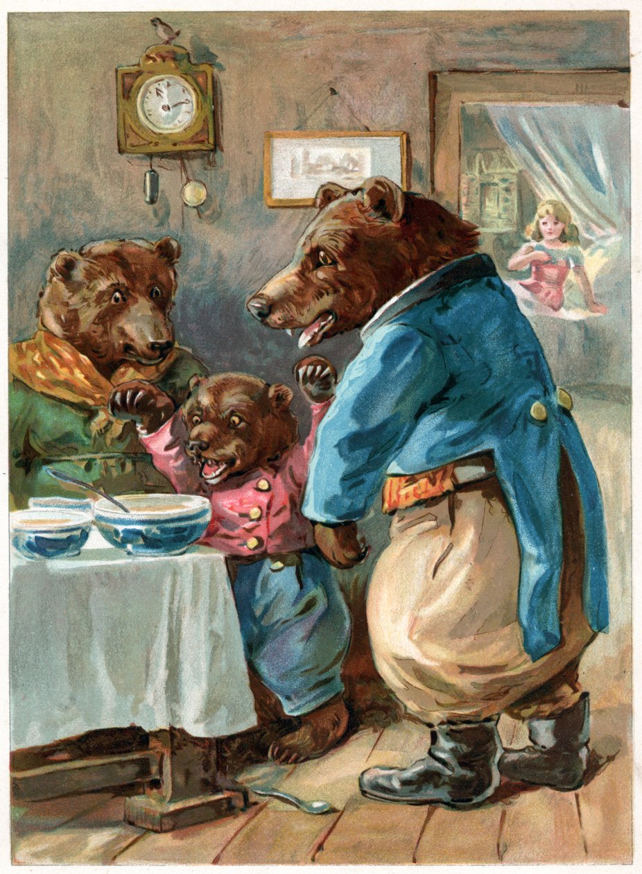 "Ki eszi a zabkását?", az Ernest Mister által kiadott "Once Upon a Time" illusztrációja, 1900 körül (színes litó) alkotó: George Henry Thompson