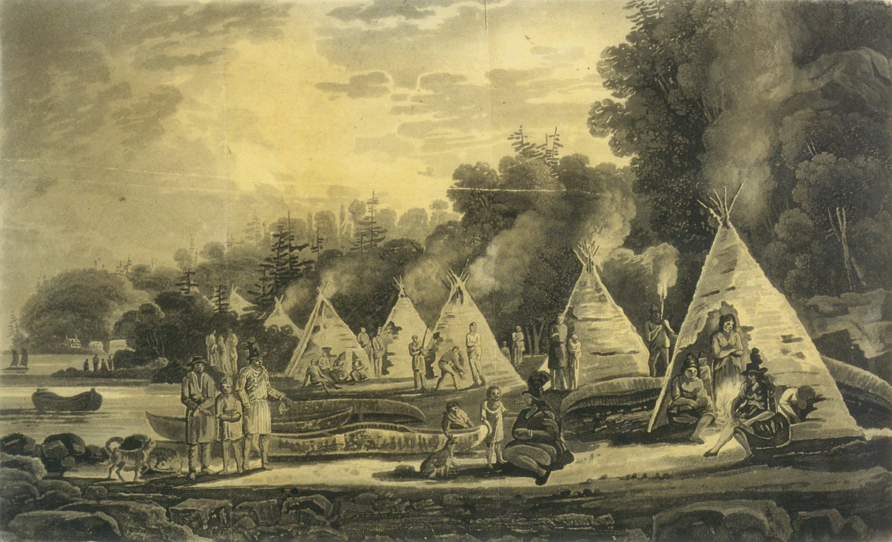 A lakóhelyes indiánok tábora, 1807 alkotó: George Heriot