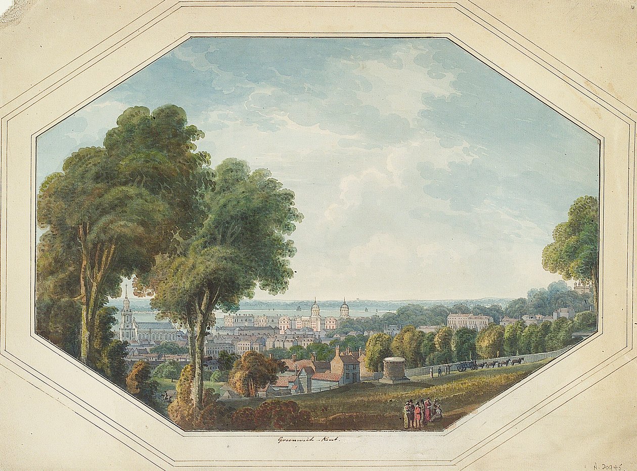 Greenwich a csúcsról, 1820 körül (akvarell) alkotó: George Heriot
