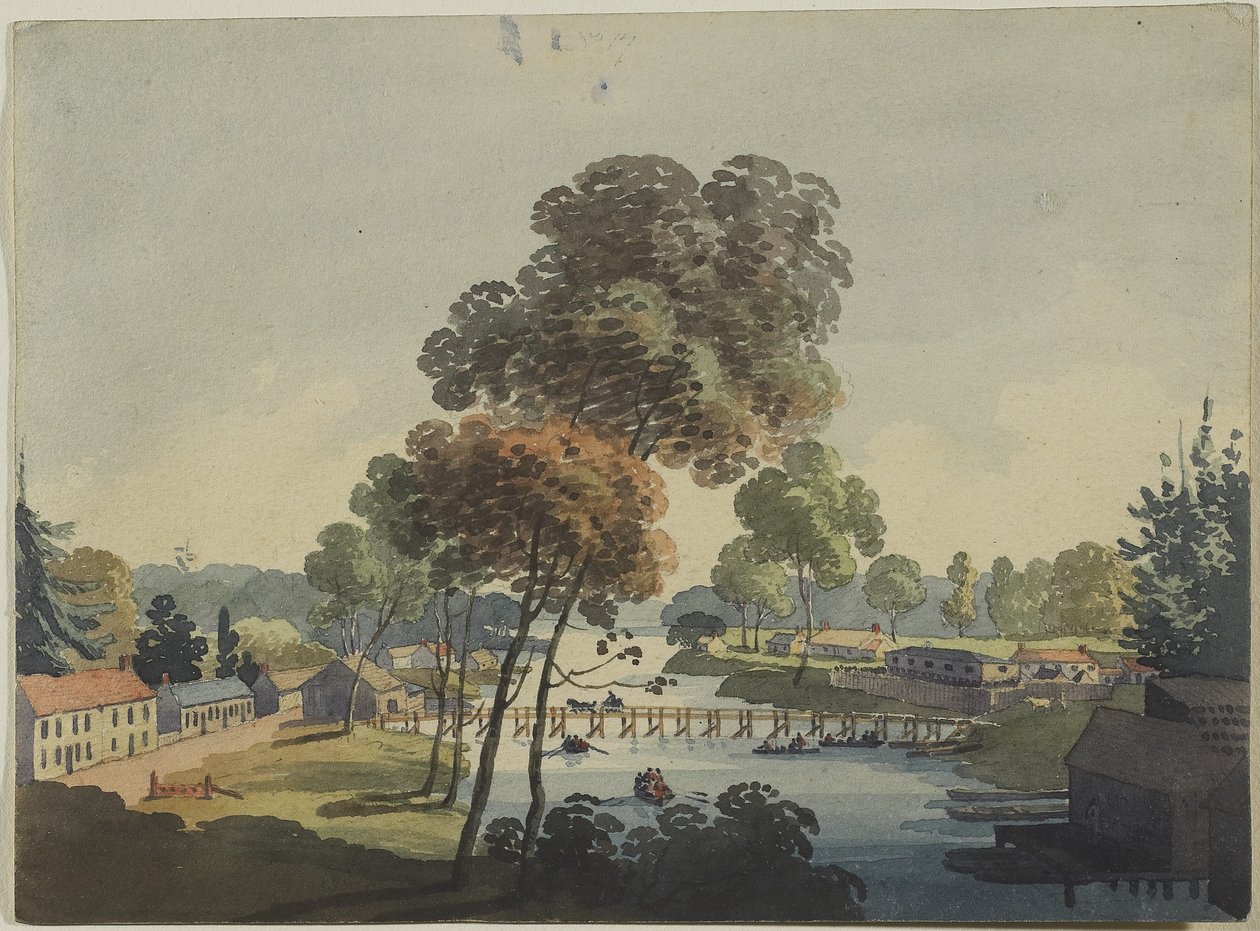 Chippawa falu a Niagara-vízesés közelében, 1801 körül (wc szőtt papíron) alkotó: George Heriot