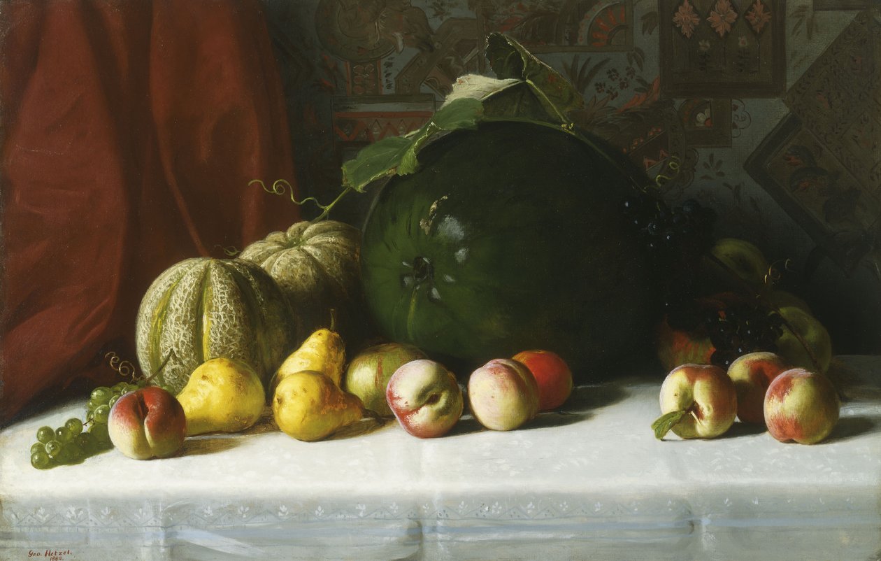 Asztali gyümölcscsendélet, 1882 alkotó: George Hetzel