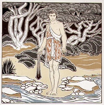 David, karikatúra sgraffito dekorációhoz, a "The Studio" magazin XIII. kötetéből, pub. 1898 alkotó: George Heywood Maunoir Sumner