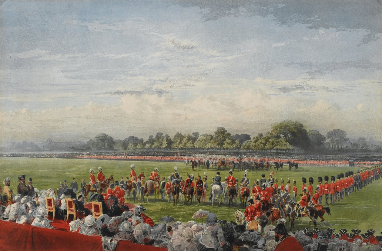 A Viktória királynő által 1857. június 26-án, a Hyde Parkban, 1857. június 26-án kiosztott Viktória Viktória Viktória-királynő első kitüntetése, kiadta Henry Graves and Co., 1858. június 25. alkotó: George Housman Thomas