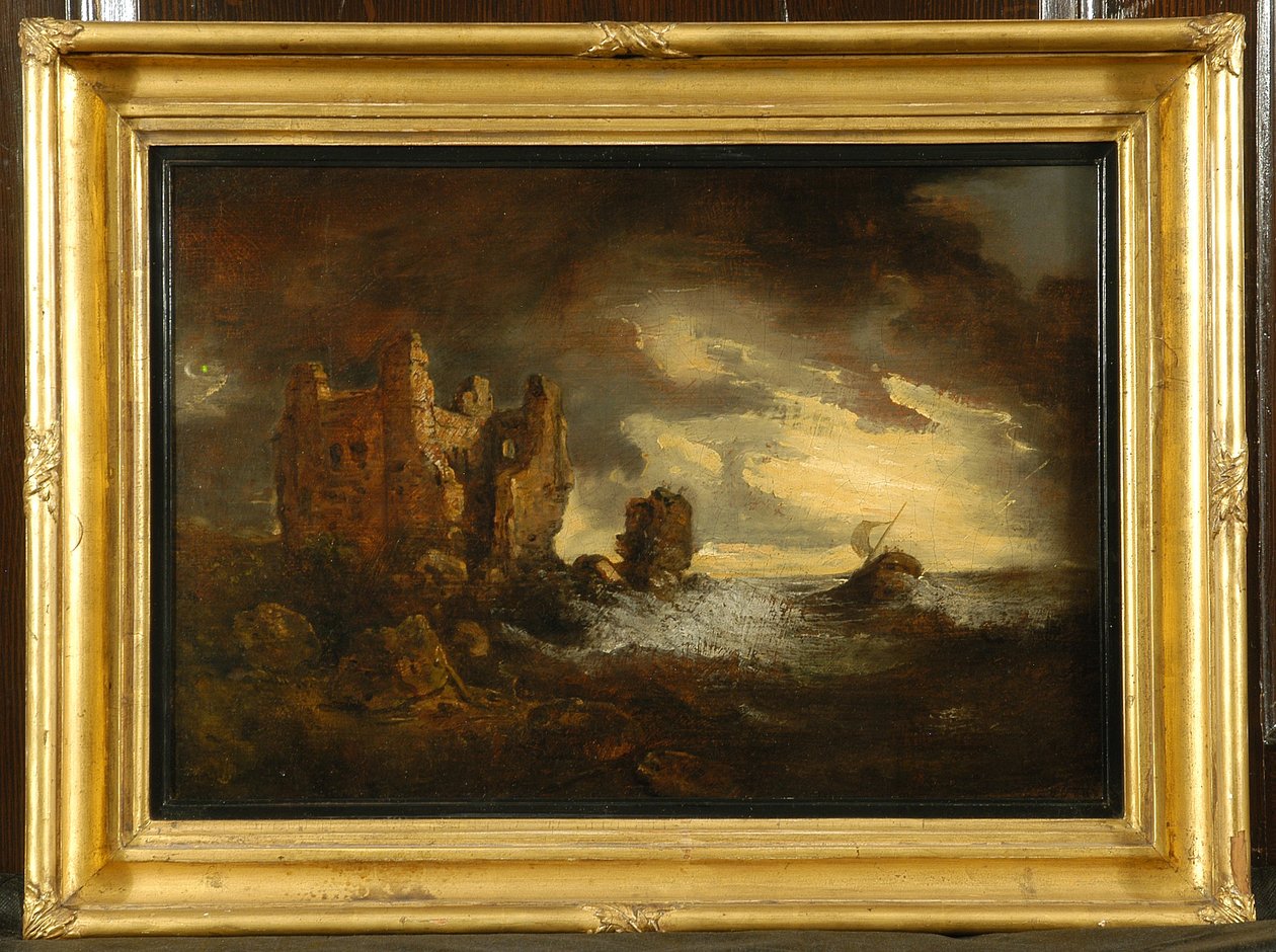 Peele kastély viharban, 1805 alkotó: George Howland Beaumont