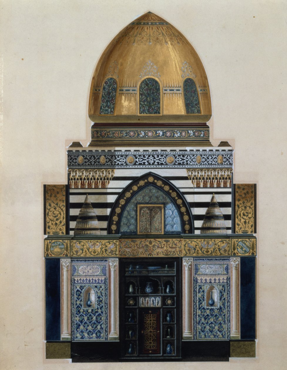 A londoni Leighton House arab csarnokának terve, 1880 (wc, gouache) alkotó: George II Aitchison