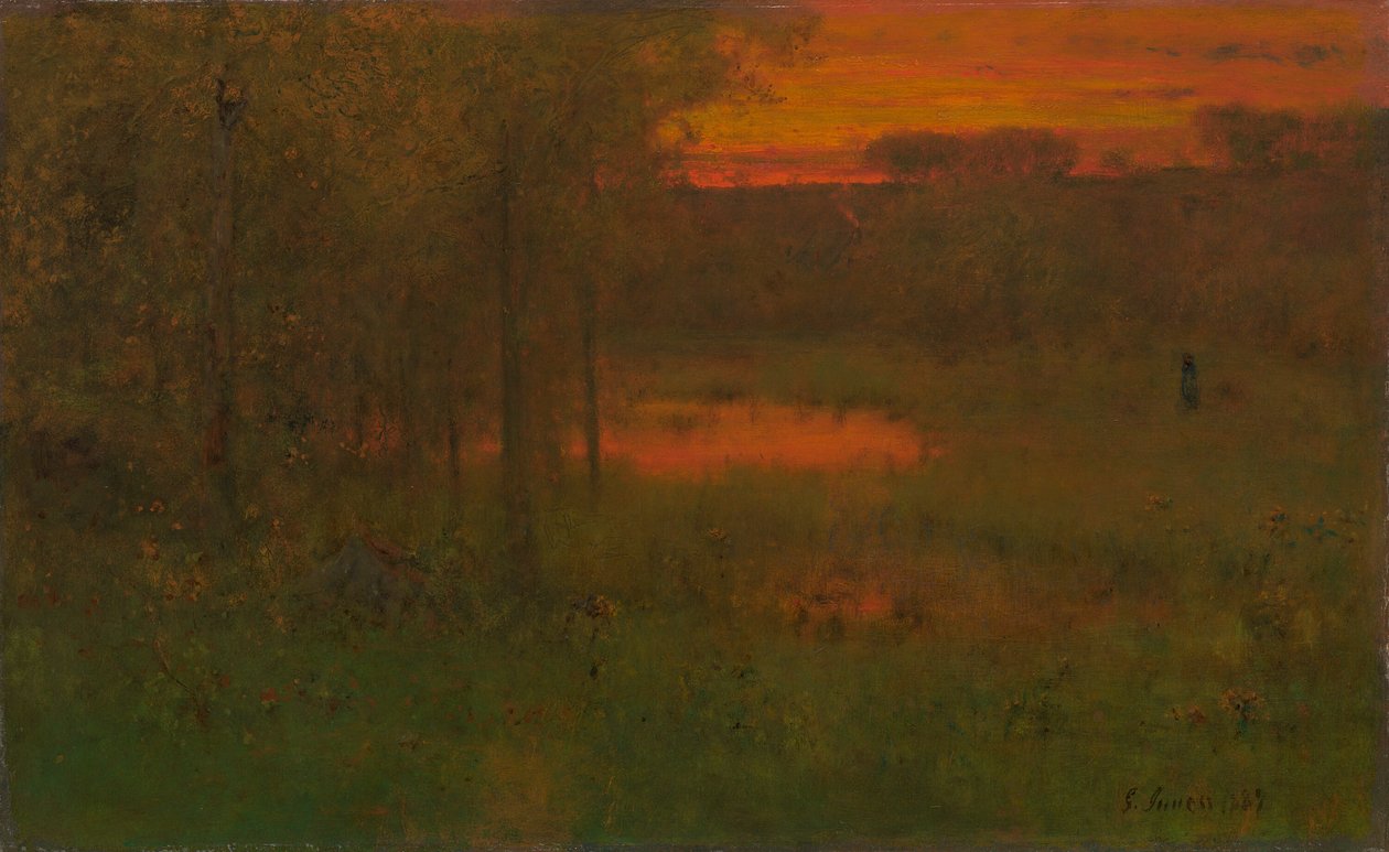Táj, naplemente alkotó: George Inness
