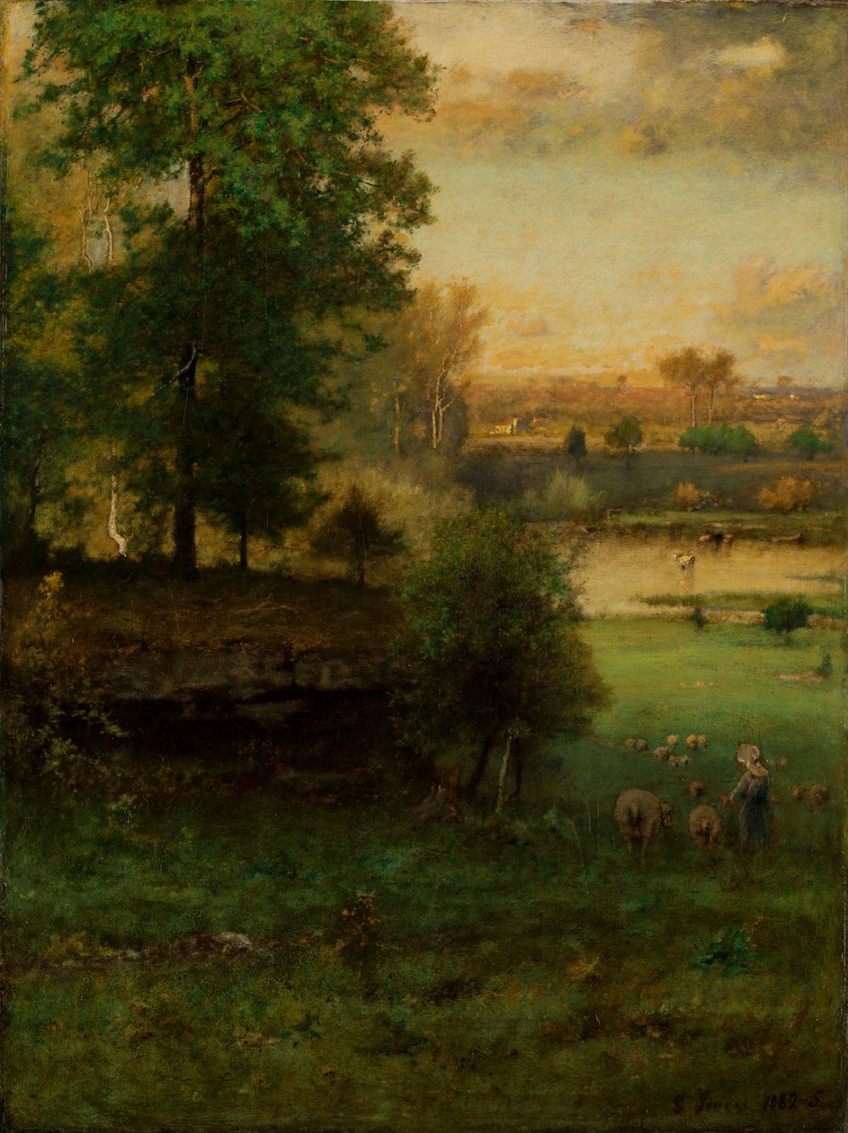 Jelenet Durhamben, idill alkotó: George Inness