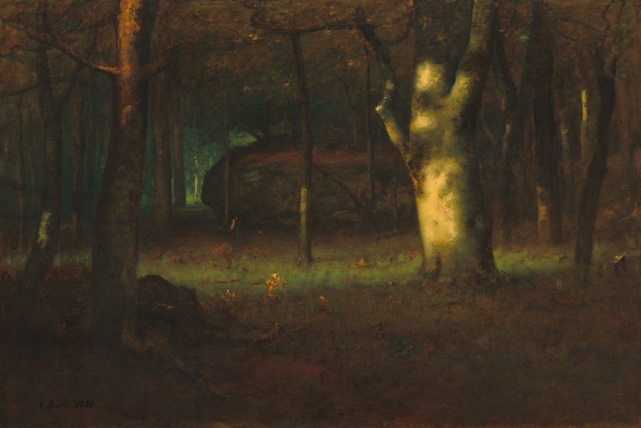 Naplemente az erdőben alkotó: George Inness