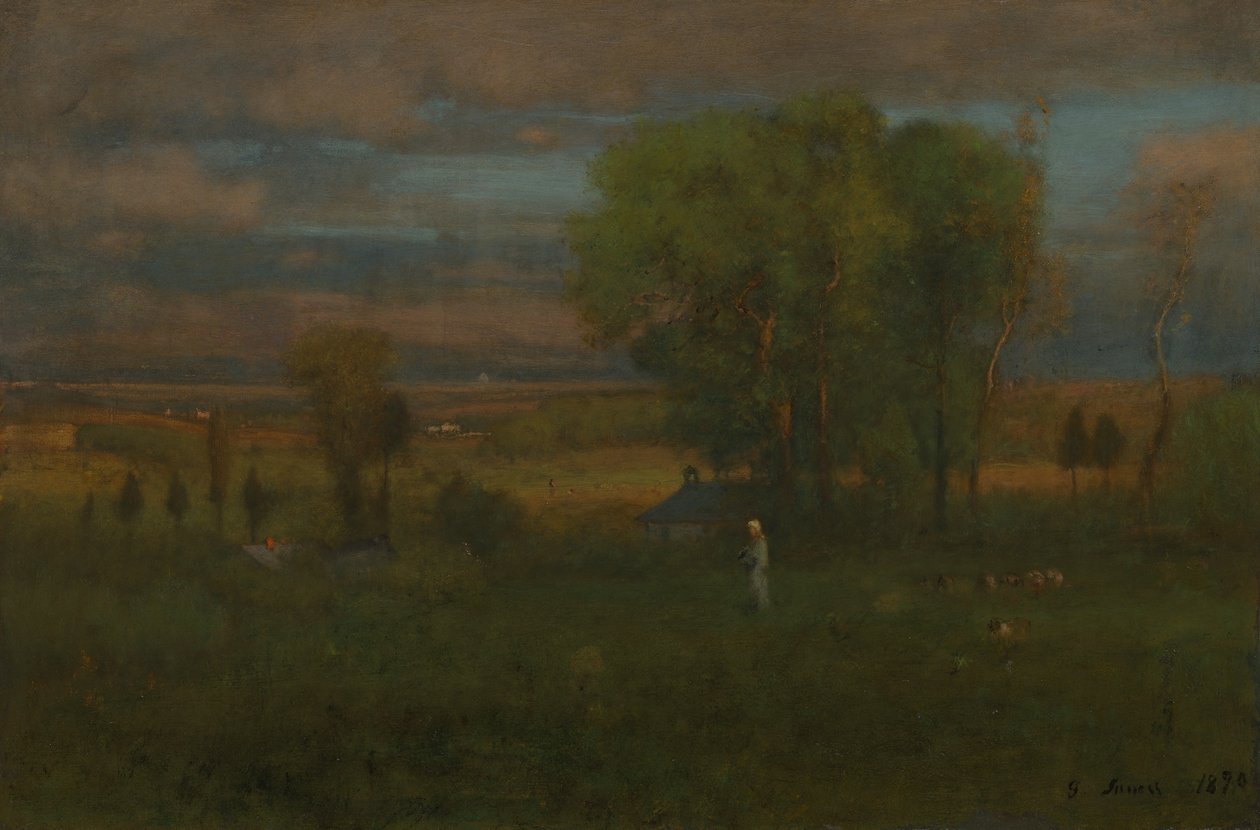 Alkonyat Olaszországban alkotó: George Inness