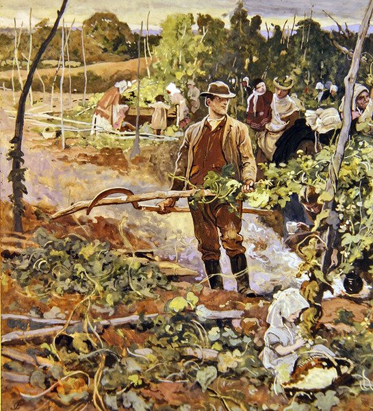 The Gleaners (ceruza és akvarell papíron) alkotó: George John Pinwell