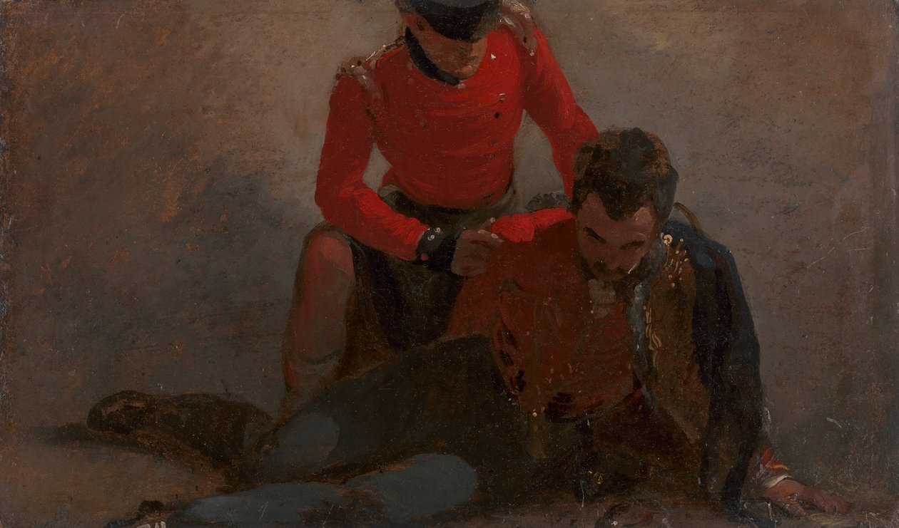 Egy 42. hegyvidéki, aki a 7. huszár tábornokánál, esetleg Henry William Baylynél, Uxbridge első grófjánál, később Anglesey márquessnél jár: tanulmány a Waterloo-i csatához alkotó: George Jones