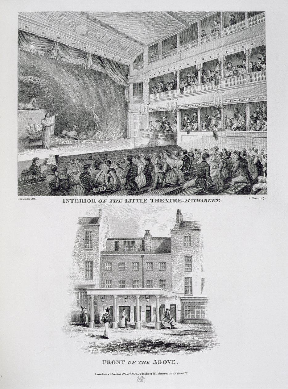 A Little Theatre, a londoni Haymarket és a The Front of the Above belseje, James Stow (kb. 1770-1820) metszete, 1815 alkotó: George Jones