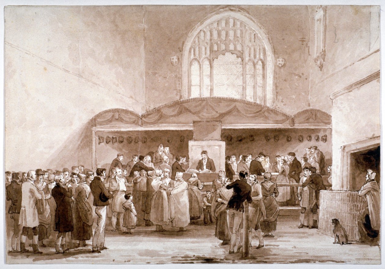 A Guildhall-kápolna belső képe, City of London, 1817 alkotó: George Jones
