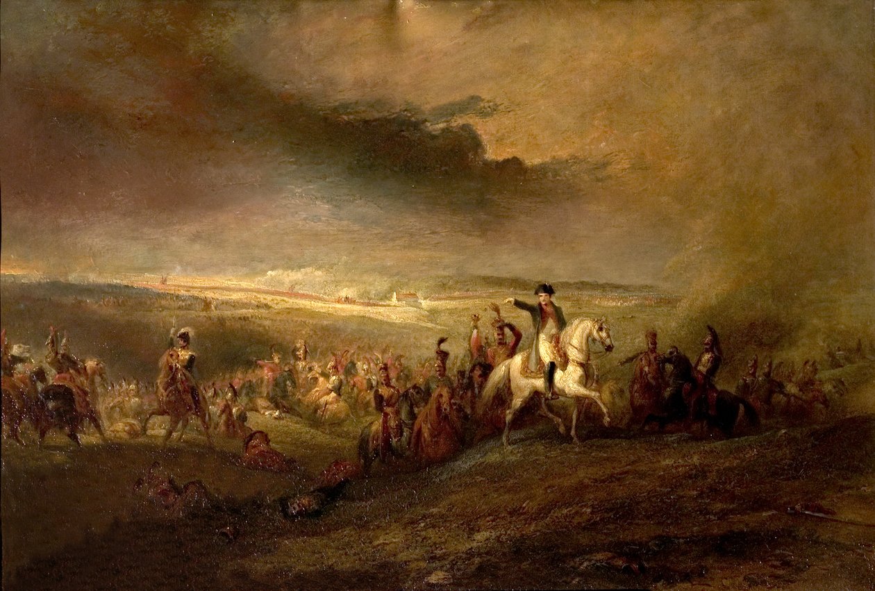 Napóleon elhagyja Waterloo mezőjét 1815. június 18-án, 1816 körül alkotó: George Jones