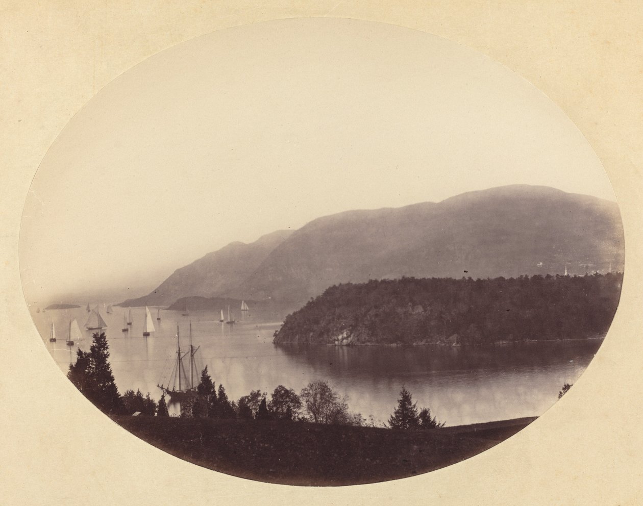 Trophy Pointból, West Pointból, Hudson folyóból, kb. 1867-1868. alkotó: George K Warren