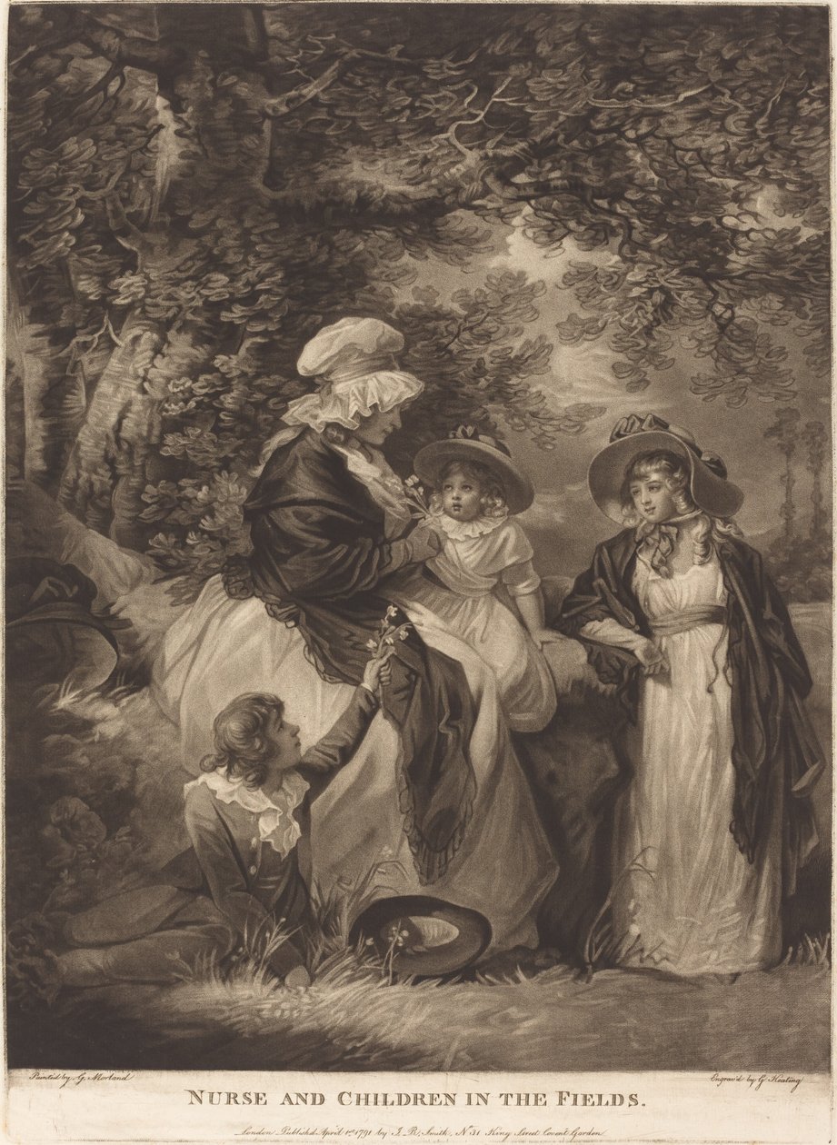 Ápolónő és gyerekek a mezőkön alkotó: George Keating after George Morland