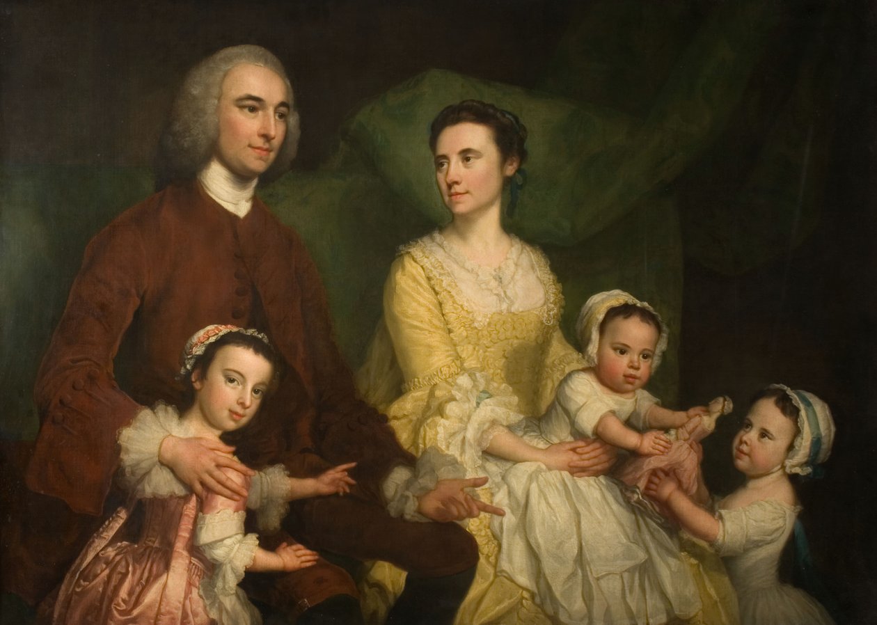 Dr Samuel Wathen feleségével és gyermekeivel, 1755. alkotó: George Knapton