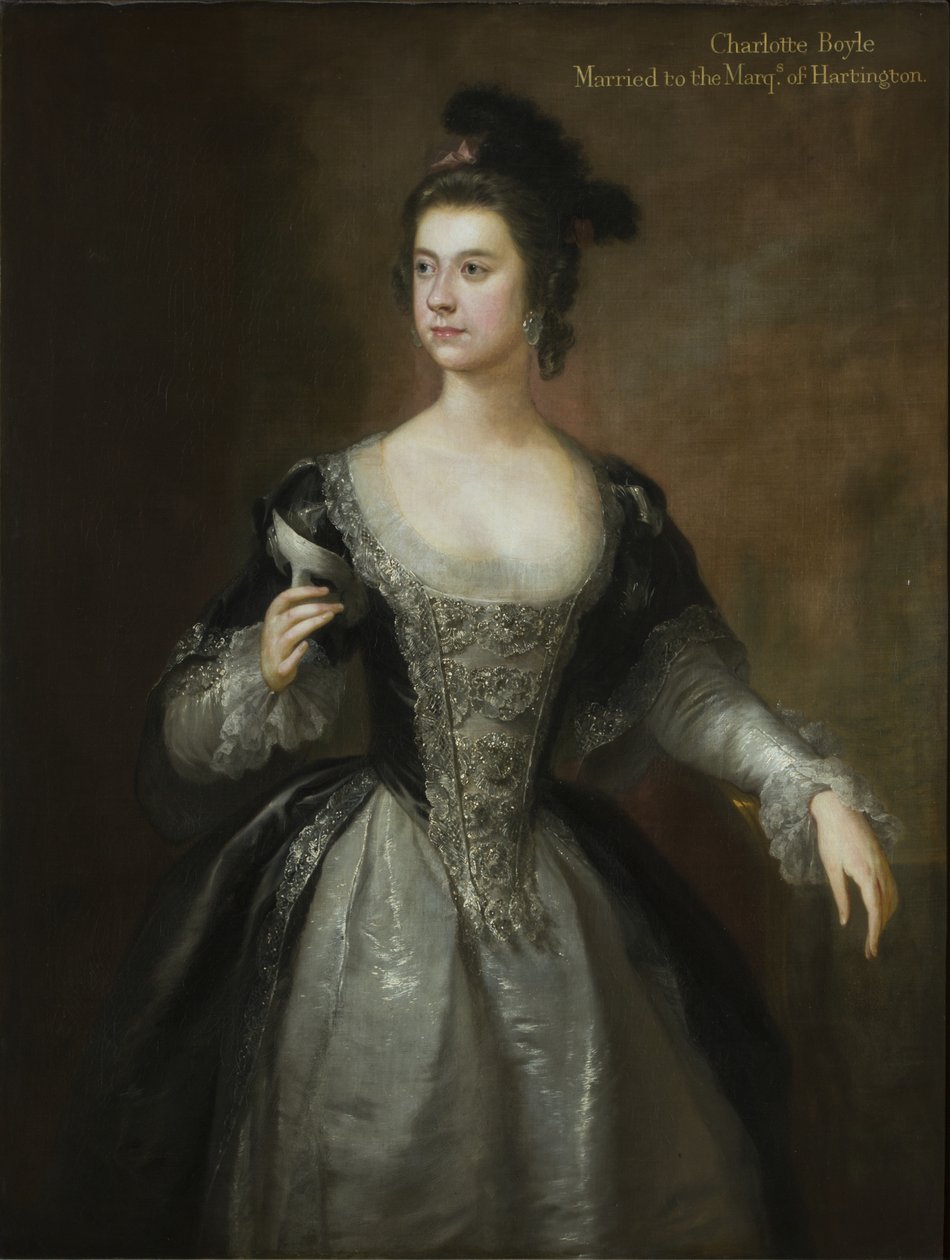 Lady Charlotte Boyle, Clifford bárónő és Hartington Marchioness portréja, 1748-56 körül (olaj, vászon) alkotó: George Knapton