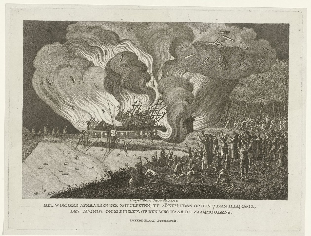 Tűz a sóláncban Arnemuidenben, 1802. július 7-én alkotó: George Kockers
