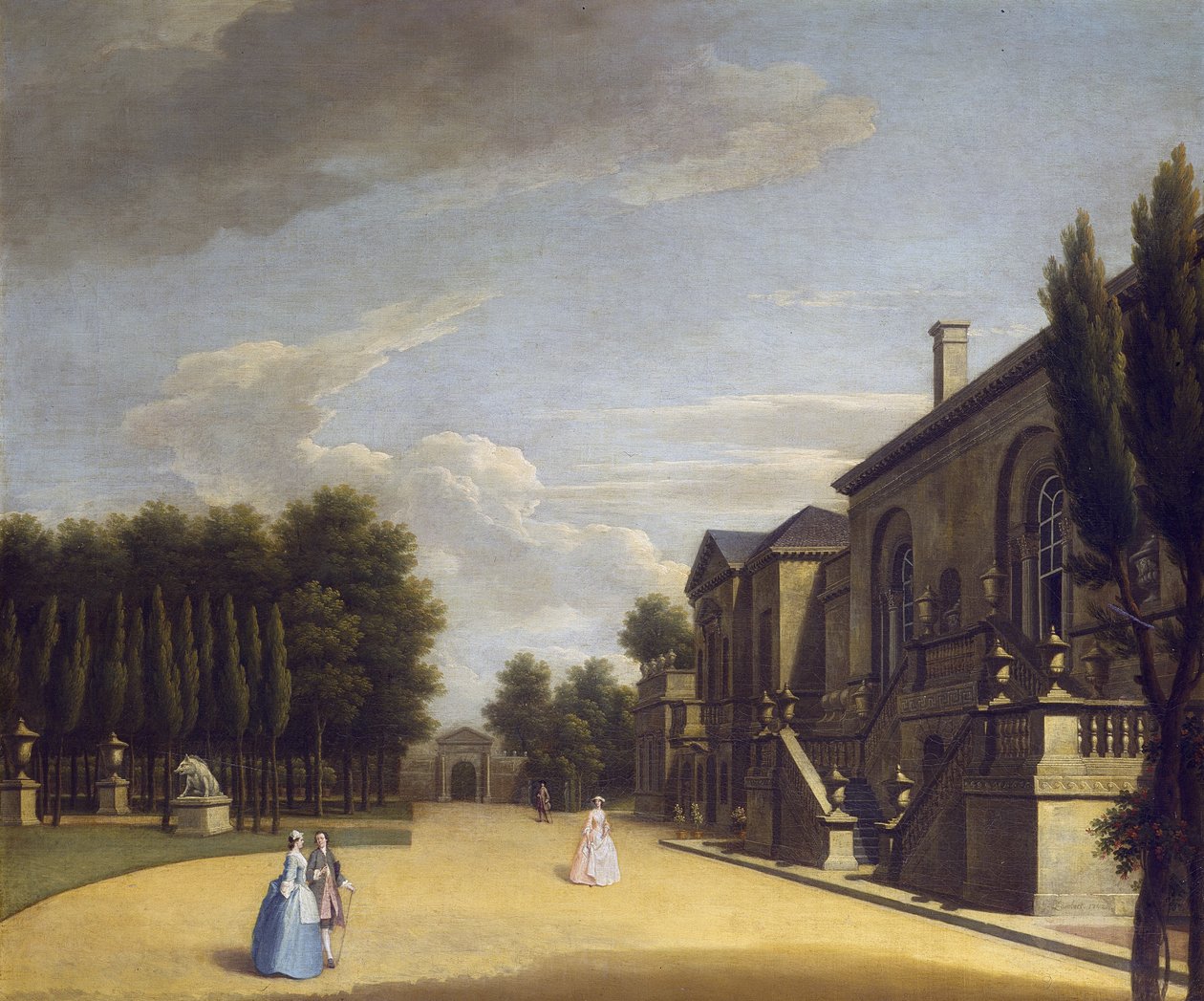 Kilátás a Chiswick Villára hátulról az Inigo Jones kapuig alkotó: George Lambert