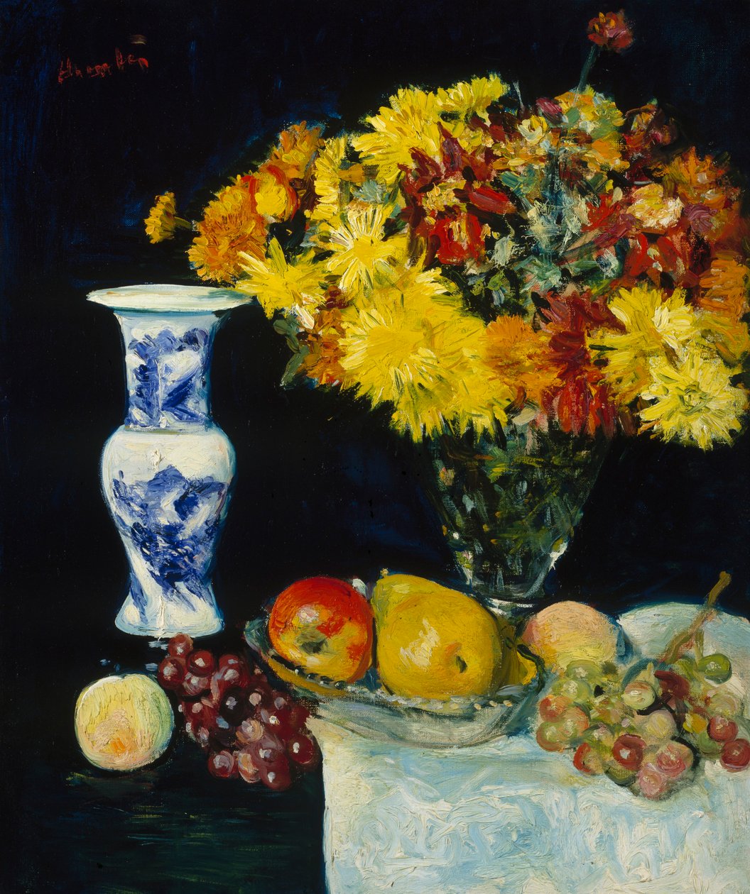 Virágok vázában és gyümölcs, 1897-1931 (olaj, vászon) alkotó: George Leslie Hunter